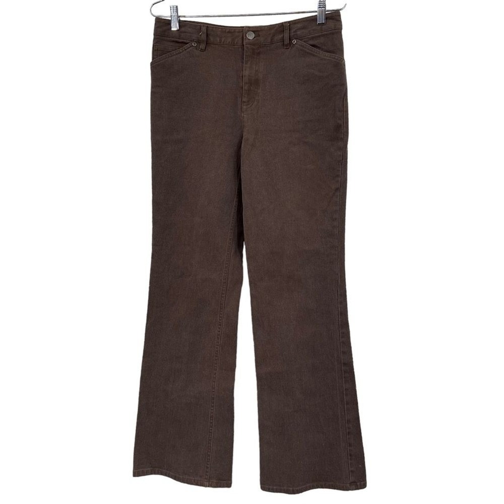 J. Jill Brown Stretch‎ Denim Flare Leg Pants Womens Size 10 Chocolate Brown